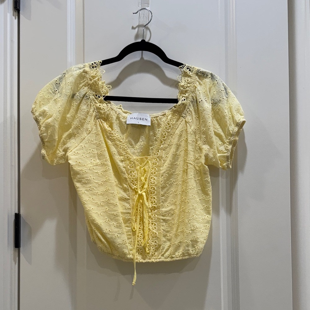 Hausen Yellow Lace Detail Blouse